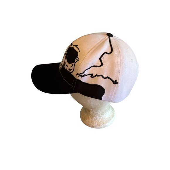 White & Black Skull Graphic Baseball Cap 100% Polyester One Size Fits All Made I - Picture 2 of 5